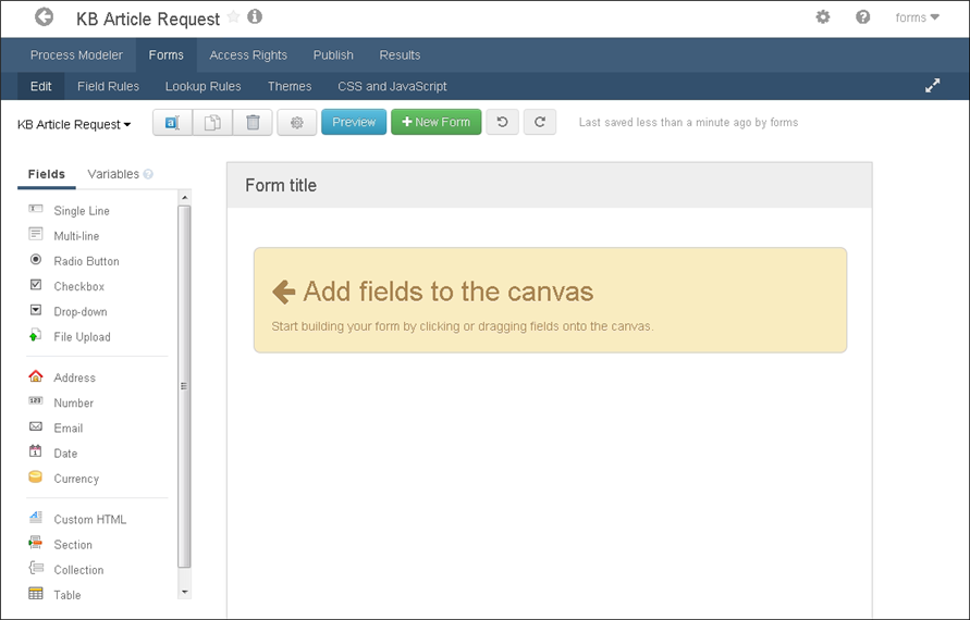 The Laserfiche Forms designer